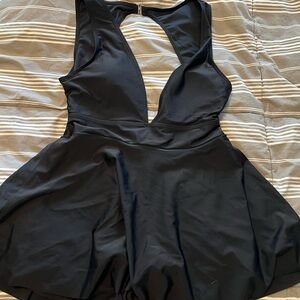 Black Sleeveless Swim Dress